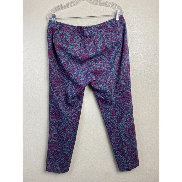 Cabi Straight Leg Floral Pants Womens size 8 Purple Casual Career Office Boho - Picture 2 of 11